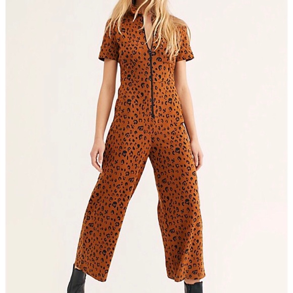 free people leopard jumpsuit